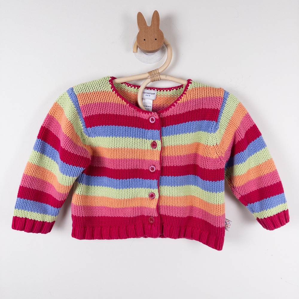 Covington Striped Cardigan Kids 12M‎ Multicolor Knit Sweater Y2K Style Colorful